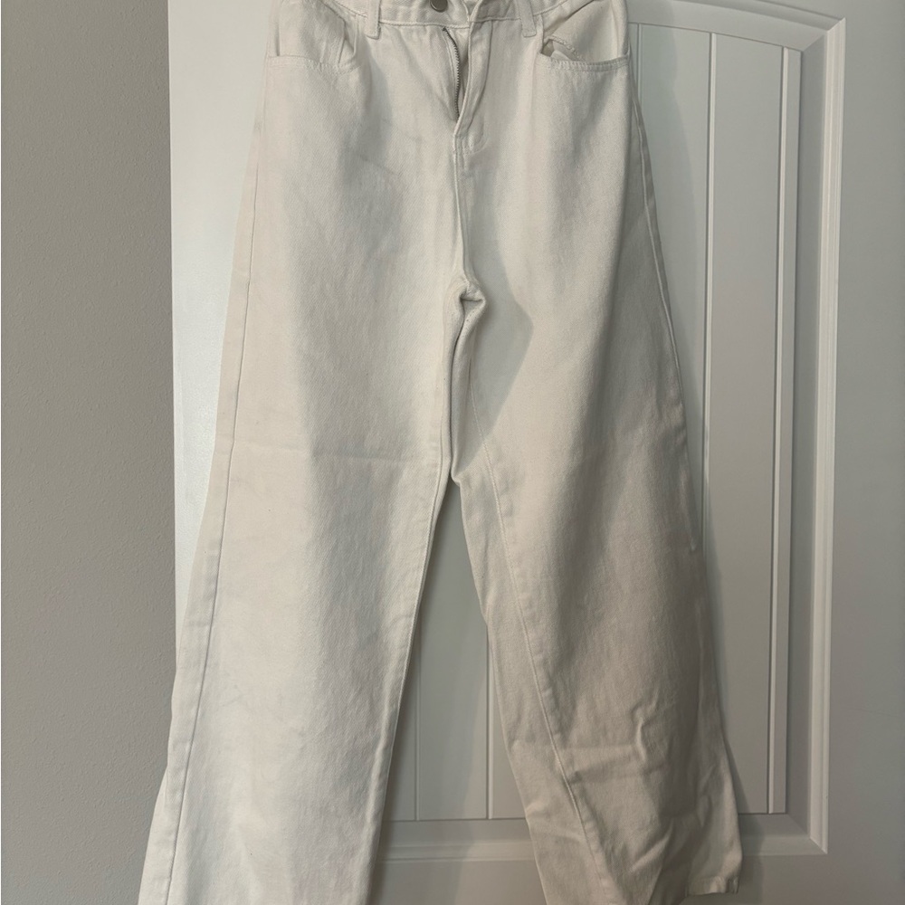 White Flare Wide Leg Jeans